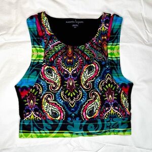 NANETTE LEPORE PLAY CREOLE CROP ATHLETIC BRA TOP BUILT IN BRA SMALL